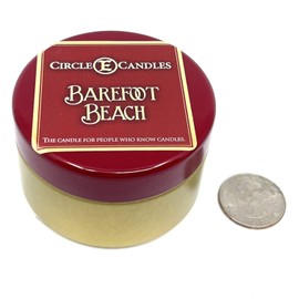 Circle E Candles, Barefoot Beach Scent, Extra Small Size Travel Tin Candle, 4oz, 1 Wick