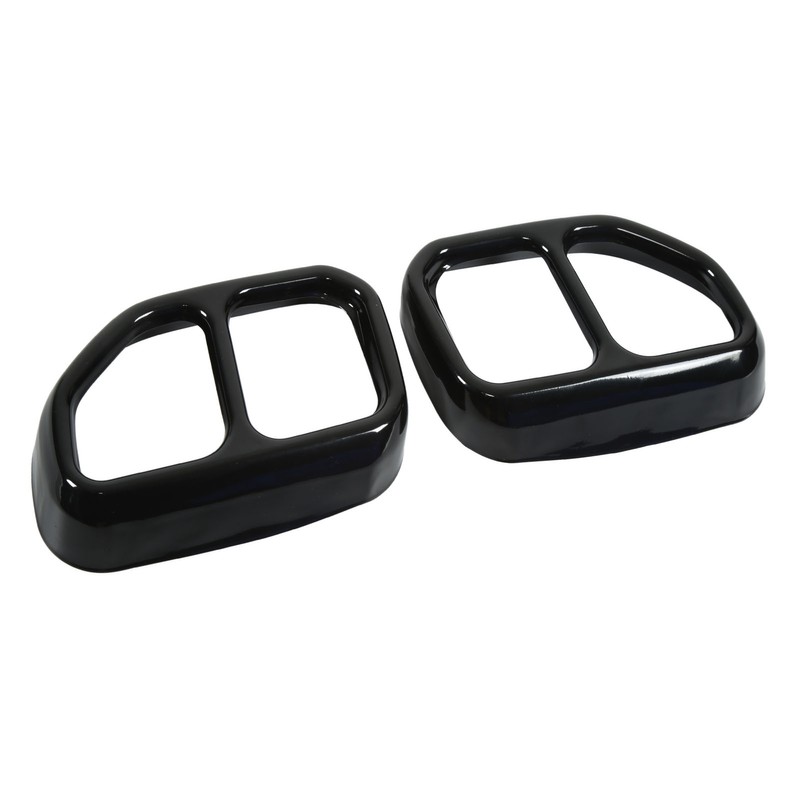 2pcs Gloss Black Car Tail Exhaust Pipe Cover Trim Stainless