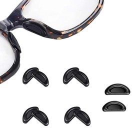 NLQHOPTS Adhesive Eyeglass Nose Pads, 5 Pairs Anti Slip Soft Silicone Air Cushion Nosepads,Anti Slip D Shape Stick on Nose Pads for Glasses,Eyeglasses,Sunglasses (Black)