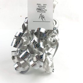 Worlds Silver Curly Bows Gift Wrap Bows 5" Inch(6 Pack)