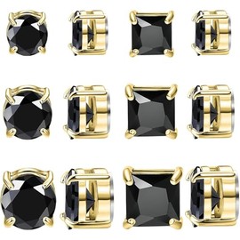 LYLYMIMI 6 Pairs Stainless Steel Magnetic Stud Earrings for Men Magnetic Earrings Men Clip on Earrings Inlaid Cubic Zirconia Unisex Non Piercing Earrings 6 7 8MM Diamond Earrings for Women Men