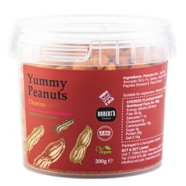 Yummy Peanut 200g Pots - Available in 13 Flavours - Gluten Free, Vegan, Low Carb, High Protein, Cholesterol Free - Handmade in Britain with Family Recipe (Chorizo)