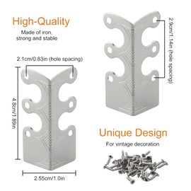 6Pcs Skiffers Baseboard Corner Protectors, Rustic Vintage Metal Corner Guard, Decorative Baseboard Shield, Brass Skirting Board Protection, Antique Bronze Furniture Edge Protector (Silver)