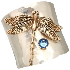 ASFKIPMF Dragonfly Bee Ring for Women,S925 Sterling Silver Fashion Blue Gem Dragonfly Wide Faceted Vintage Ring, Sparkling Dragonflies Sapphire Ring with Diamonds Fashion Jewelry Wedding Band, US Code