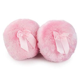 2 Pcs Large Powder Puff 3.9 Inch Fluffy Body Powder Puff with Ribbon Bow for Loose Powder Body Powder Face Powder Makeup (Pink)