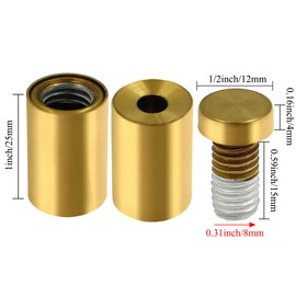 Luomorgo 24 Pcs 1/2" x 0.78" Stainless Steel Standoff Screws, Wall Sign Standoff Mounting Hardware Advertising Glass Standoff Nail for Hanging Acrylic Picture Frame, Gold