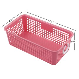 CadineUS Mini Plastic Storage Basket, Colored Desktop Storage Bins Set of 6