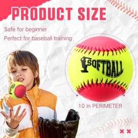 MiniInflat 12 Pack Sports Practice Softballs 10" Leather Covered Youth Fastpitch Softball Baseball Training Ball for Tee Ball Coach Pitch Batting Practices and Training