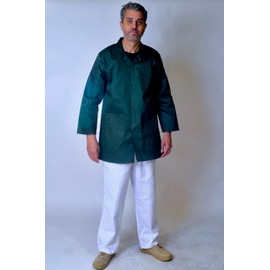 IBEX Unisex-Adult Poly Cotton Lab Coat for Technician Food Laboratory Warehouse Workwear Doctors Students Lab Work, Forest Green , L