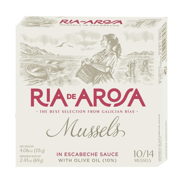 Conserva Ria De Arosa Ortiz Rias De Arosa Mussels in Escabache Sauce Fired in Olive Oil
