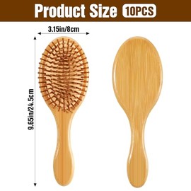 Molain 10 cepillos de pelo de bambú, cepillo de paleta de madera natural a granel, cepillo desenredante de bambú, cerdas de bambú de punta redonda, ce