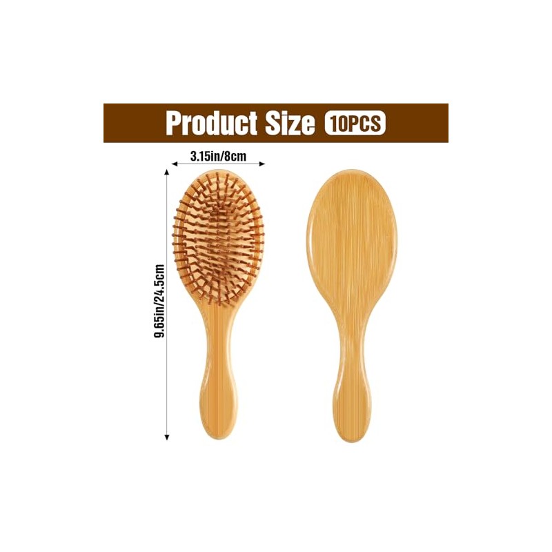 Molain 10 cepillos de pelo de bambú, cepillo de paleta