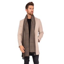 likemary - Mens Wool Scarf - Winter Scarf for Men - Oversize Scarf Merino Wool - Men's Cold Weather Scarves - Ethical Gift - Herringbone - Grey & Black Scarf