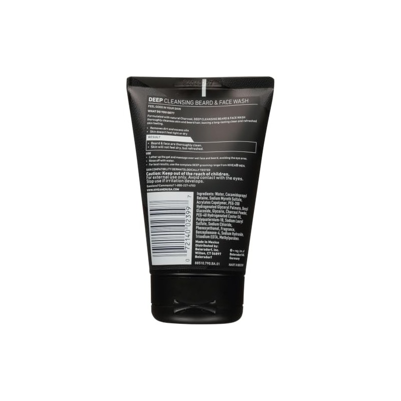 NIVEA Men DEEP Cleansing Beard & Face Wash - With