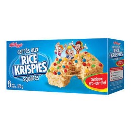 Kellogg's Rice Krispies Square Bars, 8ct, Rainbow Cereal Bars 176g/6.2oz., Box