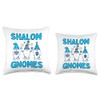 Shalom Gnomes Blue Hats Hanukkah Gnomes Gnomies Throw Pillow