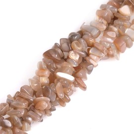 HAAMIIQII 5-8mm Natural Sunstone Moonstone Chips Beads Irregular Chip Stones Loose Gemstone Beads Energy Healing Beads for Jewelry Making Strand 30 Inch
