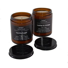 2 Pack Candles, SunSest Scented Jar Candle, Gifts for Women and Men, Natural Soy Wax, Long Lasting, Stress Relief, Gifts for Birthday, Valentine, Thanksgiving, Leather/Vintage/Vanilla/Sugar