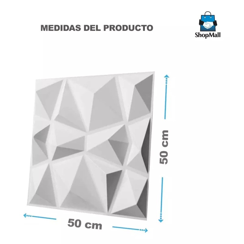ShopMall Panel Decorativo 3d Para Pared 12 Piezas 50 Cm