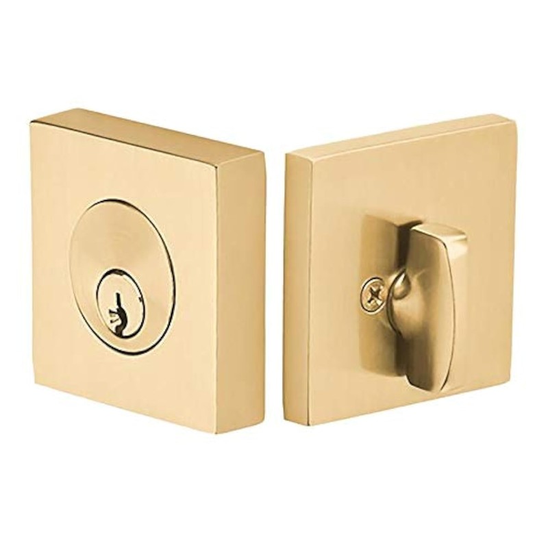 Emtek Hardware Deadbolt, Single Cylinder, Square, Solid Brass, Modern Style,