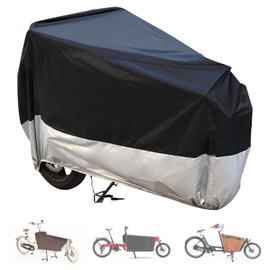 Cargo Bike Cover, Cargo Bike Cover, Bicycle Cover, Waterproof 420D Oxford Fabric, Bicycle Garage Tarpaulin, Waterproof, UV-Resistant and Tear-Resistant, Cargo Bicycle Cover, 285 x 65 x 115 cm