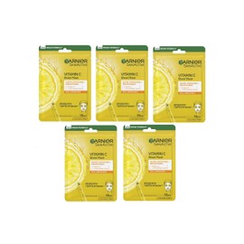 Skin Nautral Garneir's Vitamin C Sheet Mask, Super Hydrating and Brightening, Vegan Formula, Pack of 5