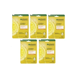 Skin Nautral Garneir's Vitamin C Sheet Mask, Super Hydrating and Brightening, Vegan Formula, Pack of 5