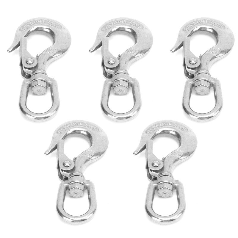 5pcs Stainless Steel Eye Slip Hook with Safety Latch Lifting
