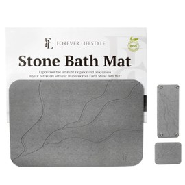 Forever Lifestyle Diatomaceous Earth Bath Mat for Bathroom, 24 x 15 Inch Ultra Absorbent Bath Mat, Fast Dry Stone Drying Mat, Non Slip Modern and Stylish Design (Dark Grey-Sculpted)