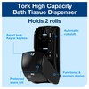 Tork Twin Bath Tissue Roll Dispenser Black T26, High Capacity,