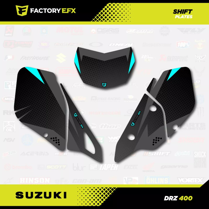 Factory EFX Gray Cyan Shift Graphics Kit fits Suzuki DRZ400SM