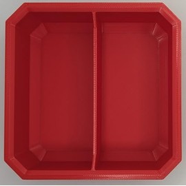 Fitter Critter Slim Low Profile Bins/Organizers/Dividers/Small Parts Tray for Milwaukee Packout (RED, 2 COMPARTMENT SQUARE)