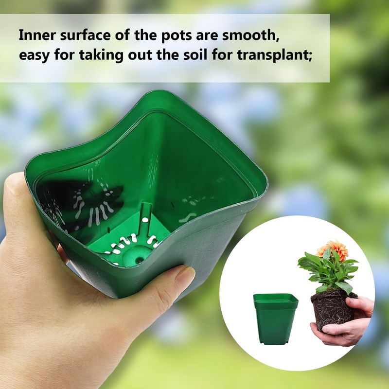 RooTrimmer Square Seedling Nursery Pots 3.15 Inches 100 Pcs for