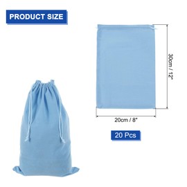 uxcell 20 Pcs Velvet Drawstring Bag, 8 x 12 Inch Jewelry Velvet Pouches Gift Bags for Wedding Party Favor Candy Jewelry Packaging Organizing Storage, Light Blue