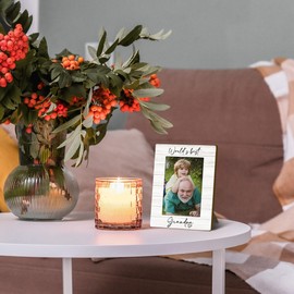 Foyoulame World's Best Grandpa Grandpa 4x6 Picture Frame, Grandpa Gifts for Father's Day Birthday Wooden Picture Frame, Best Grandfather Gifts Decorative Photo Frames for Table Desk Decor