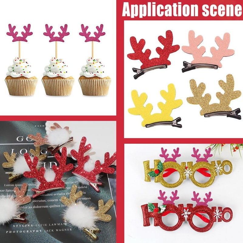 GORGECRAFT 15 Pairs Metallic Mini Antlers Hair Clips Embellishments Christmas