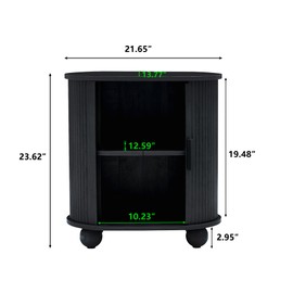 NVETHM End Table, Side Table with Storage Space and Sliding Door, Bedside Table Accent Cabinet for Living Room, Bedroom, Entryway, Hallway (2-Packs) (Black)