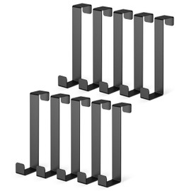 virea 10 x Door Hooks Black – Coat Hooks for Hanging – Stainless Steel Door Coat Hooks – Hooks for Outside Doors – Coat Hooks for Jackets, Bags, Bathrobe etc.