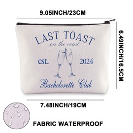 JNIAP Last Toast On The Coast Bachelorette Makeup Bag Coastal Bachelorette Weekend Gifts Beach Bridal Party Zipper Bag, Last Toast mb, Fit