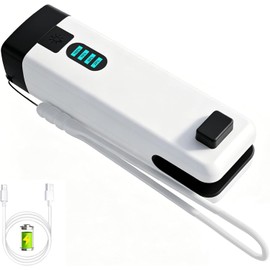 HSLGOVE 3-IN-1 Mini Bag Sealer, Rechargeable Bag Sealer Heat Seal with Cutter, Flash-light and Magnet Mini Bag Resealer Machine for Plastic Bags Snack Bags-SnowWhite