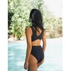 YAKISWIIM Black One Piece Swimsuit for Women V Neck Bathing