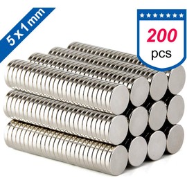 Gebildet 200pcs 5×1mm Premium Round Magnet Piece,Office Magnets,Whiteboard Magnets,Magnetic Push Pins,Refrigerator Magnets Used to Home Crafting Office Boards Creat DIY Science Crafts