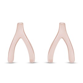 Fashion Wishbone Stud Earrings In 14k Rose Gold Over Sterling Silver