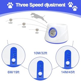 Dog Ball Thrower Launcher, Automatic Ball Launcher for Dogs, 3 Adjustable Distance Settings, Indoor OutdoorInteractive Toy, with 3 2.3-inch Balls, Small/Medium Sized Dog Thrower