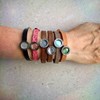 Quiges Slide In Metallic Grey Leather Bracelet 24cm for Slide