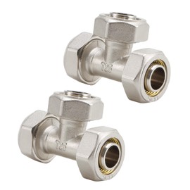 RUHUALIFE 2 PCS 3/4 Tee Air Piping Fittings Nickel Plated Brass, Tee Fittings for Compressed Air Piping System 3/4 Tubing, Shop Garage Air Line Fittings
