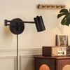 Zompoo Swing Arm Wall Sconce Plug in, Contemporary Adjustable Black