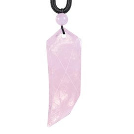 KYEYGWO Healing Crystal Sharpener Pendant with Adjustable Nylon Rope, Stone Wolf Tooth Pendant Necklace Gemstone Amulet Jewellery for Men and Women, Nylon Rose Quartz Nylon, Quartz