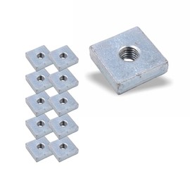 Slot Nut | Threaded Plate 20 x 20 x 6 mm M8 Thread Centre | Galvanised Steel (Pack of 10)
