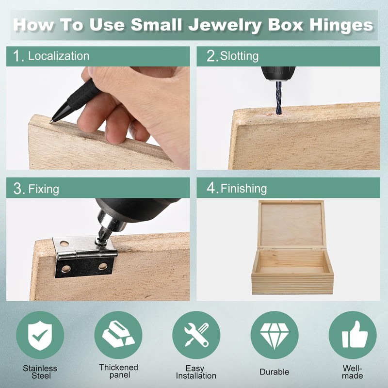 14 Sets Small Hinges with Screws, Stainless Steel Jewelry Box
